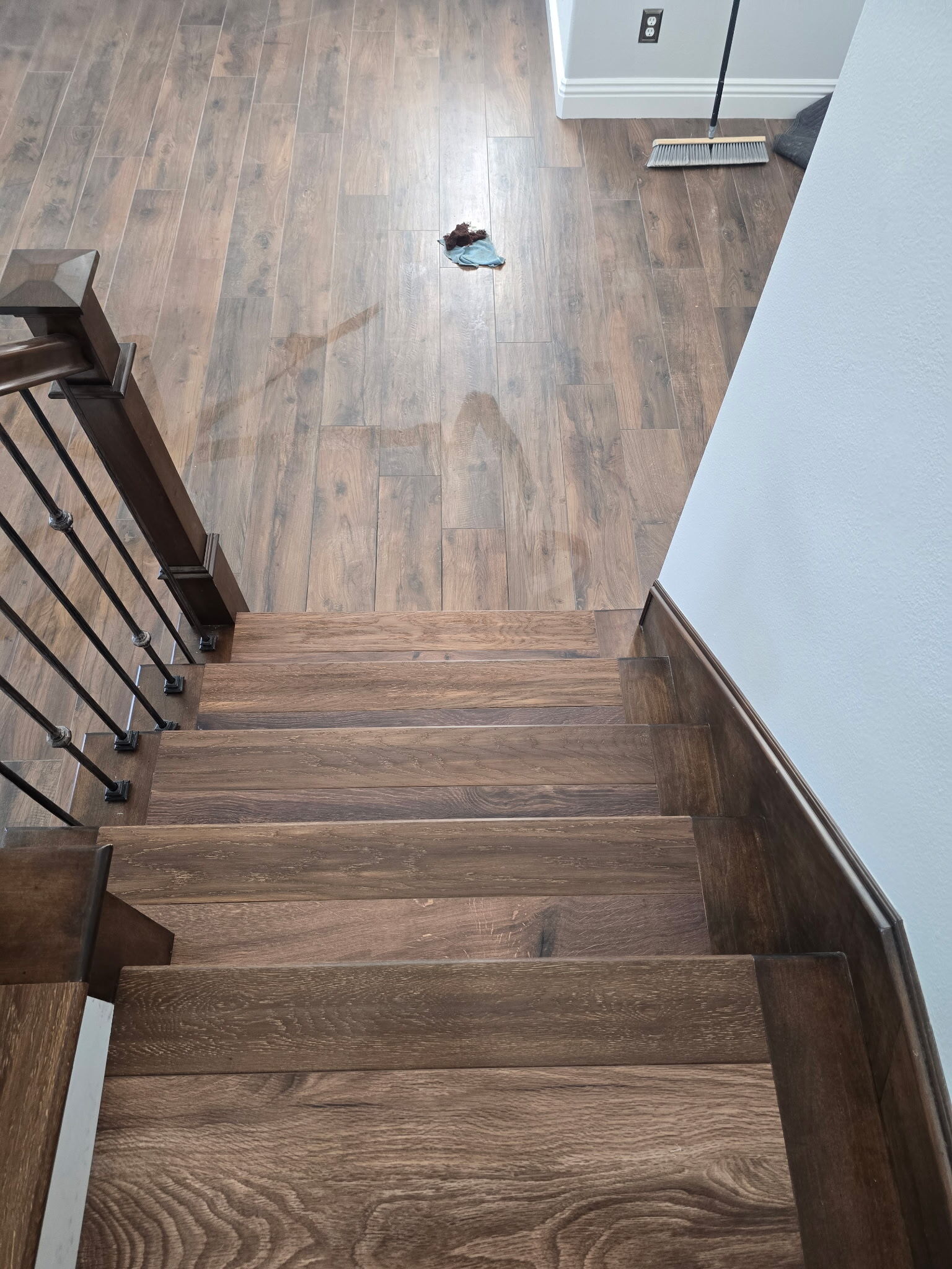 Railing transition flooring project in Corona del Mar